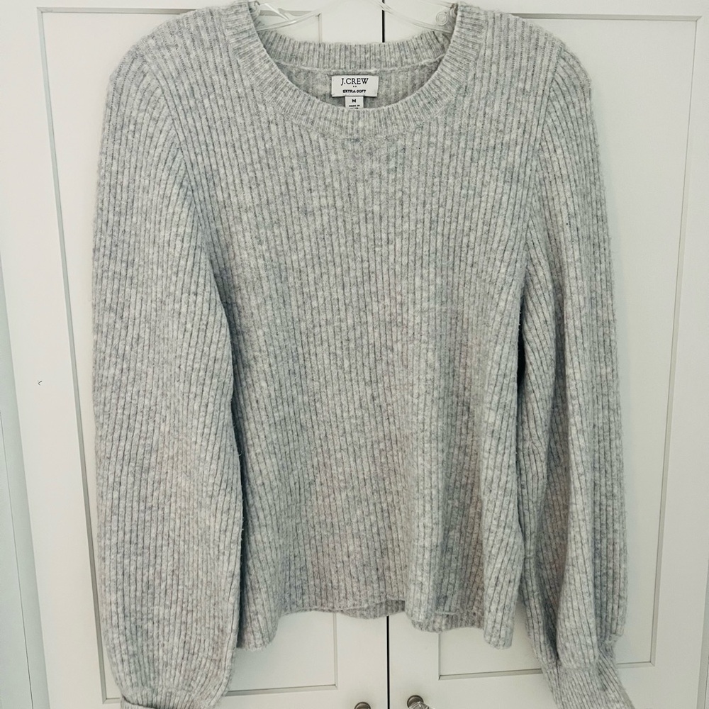 J. Crew Women's Extra Soft Ribbed Crewneck Sweater in gray